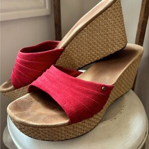 UGG Red Wedge Sandals